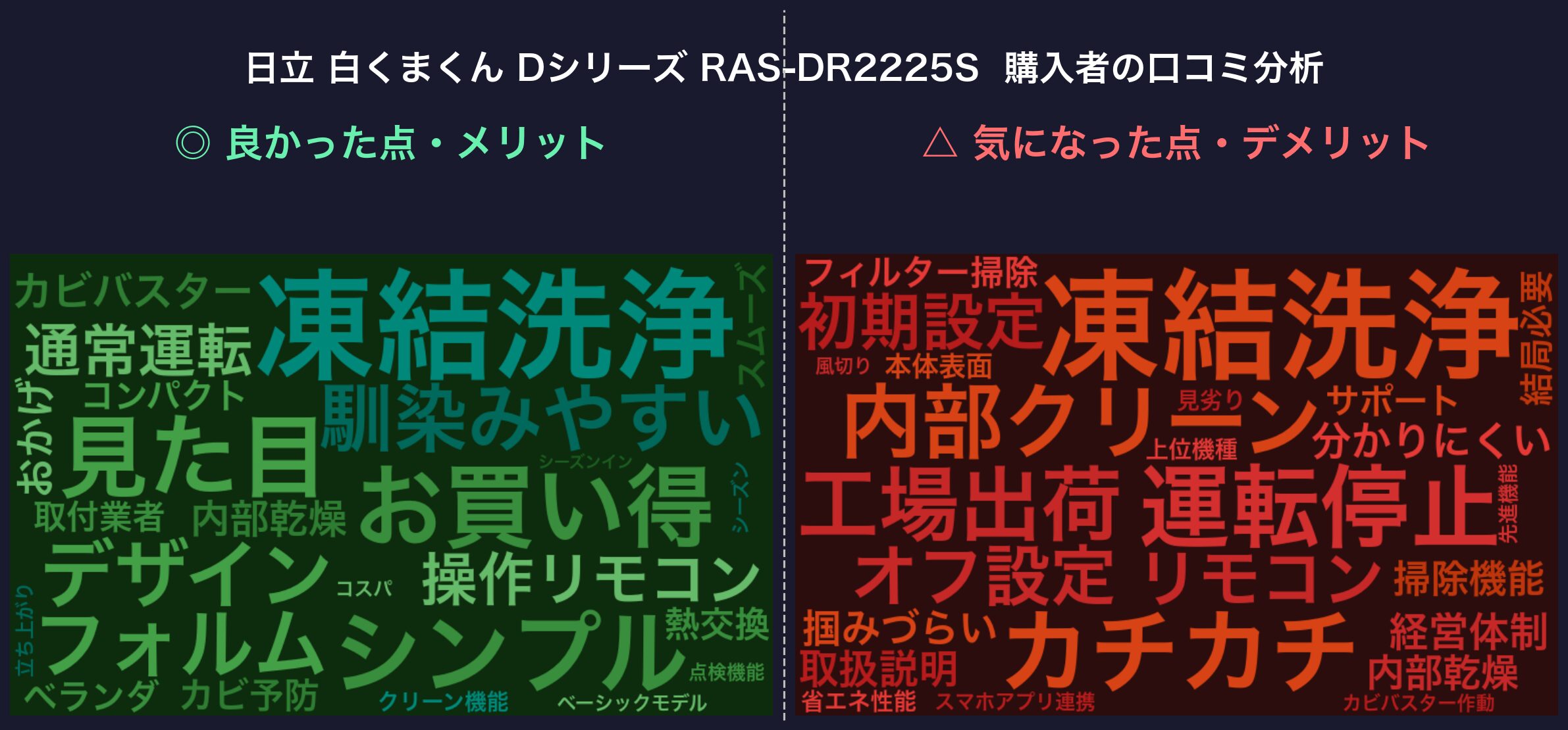 Dシリーズ RAS-DR2225S 購入者の口コミ分析ワードクラウド