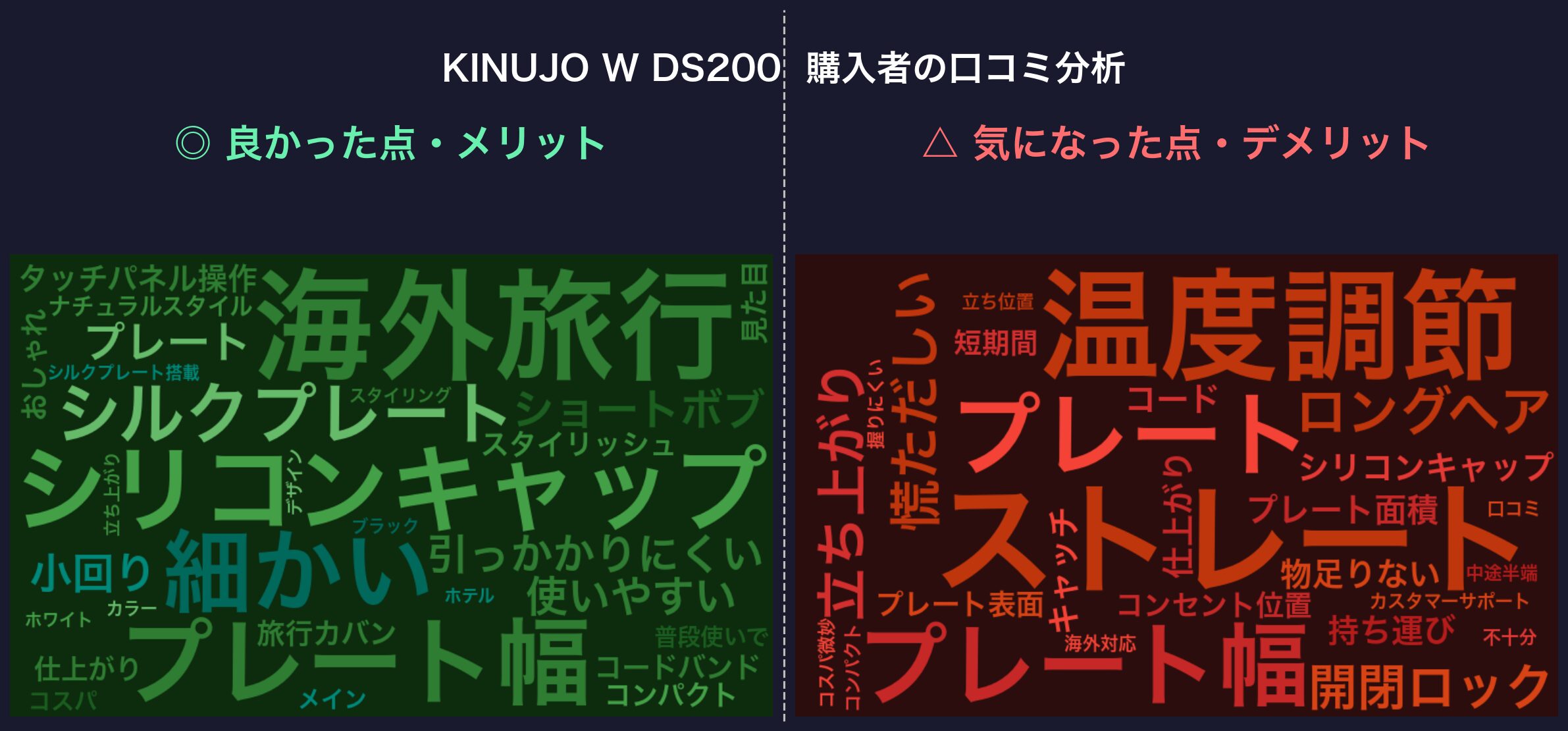 口コミワードクラウド：KINUJO W DS200