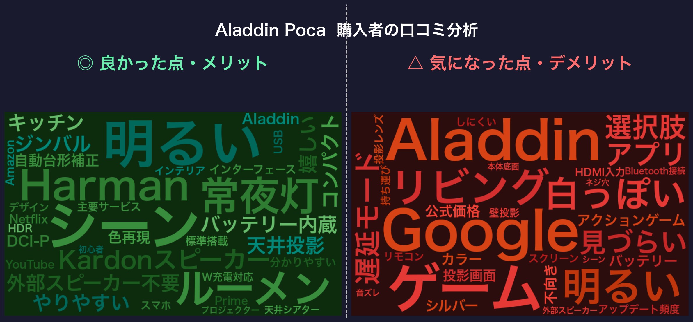 口コミワードクラウド：Aladdin Poca