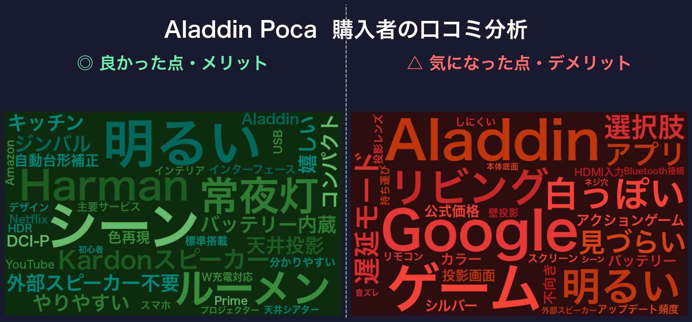 口コミワードクラウド：Aladdin Poca