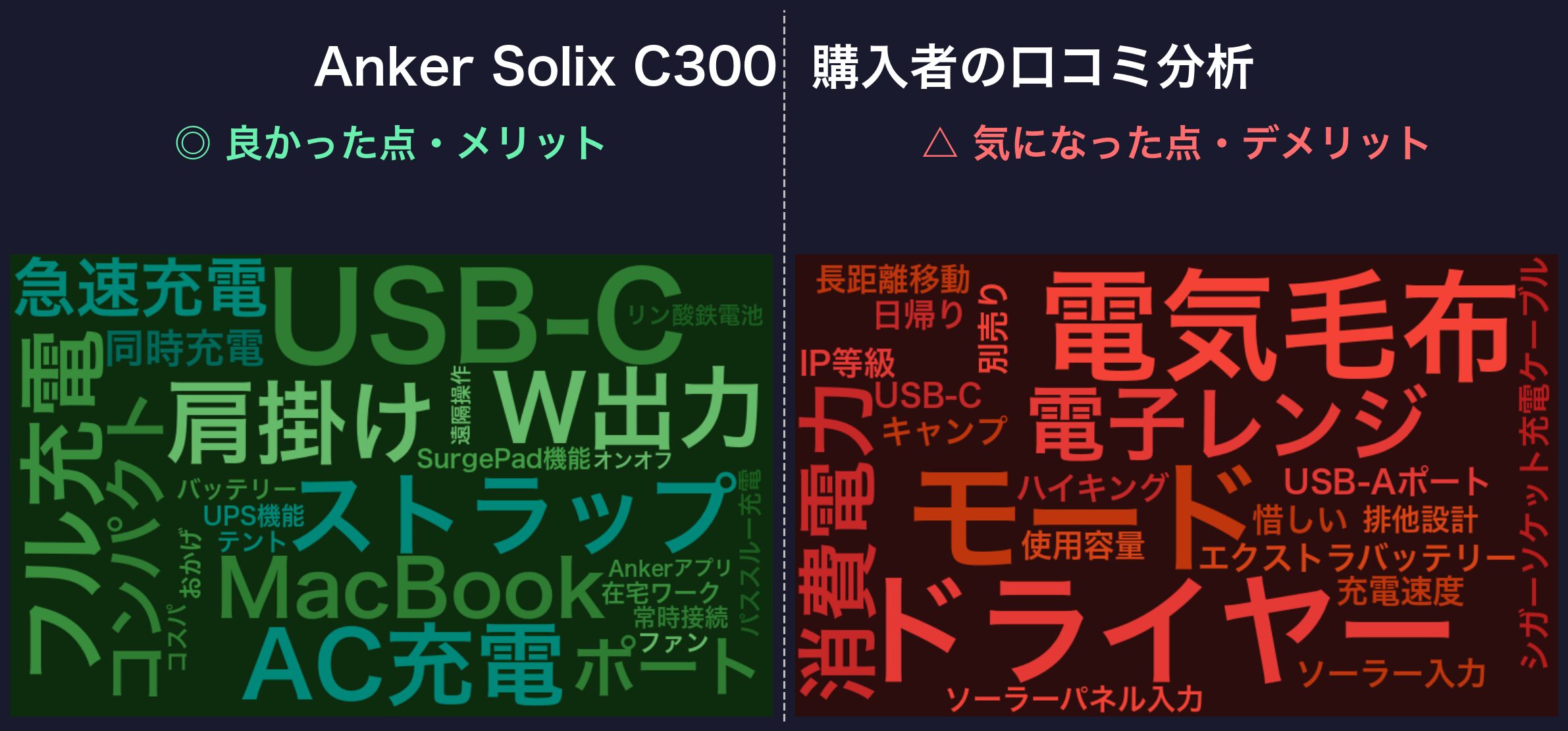 口コミワードクラウド:Anker Solix C300