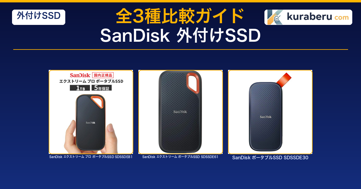 SanDisk ポータブルSSD 全3モデル比較