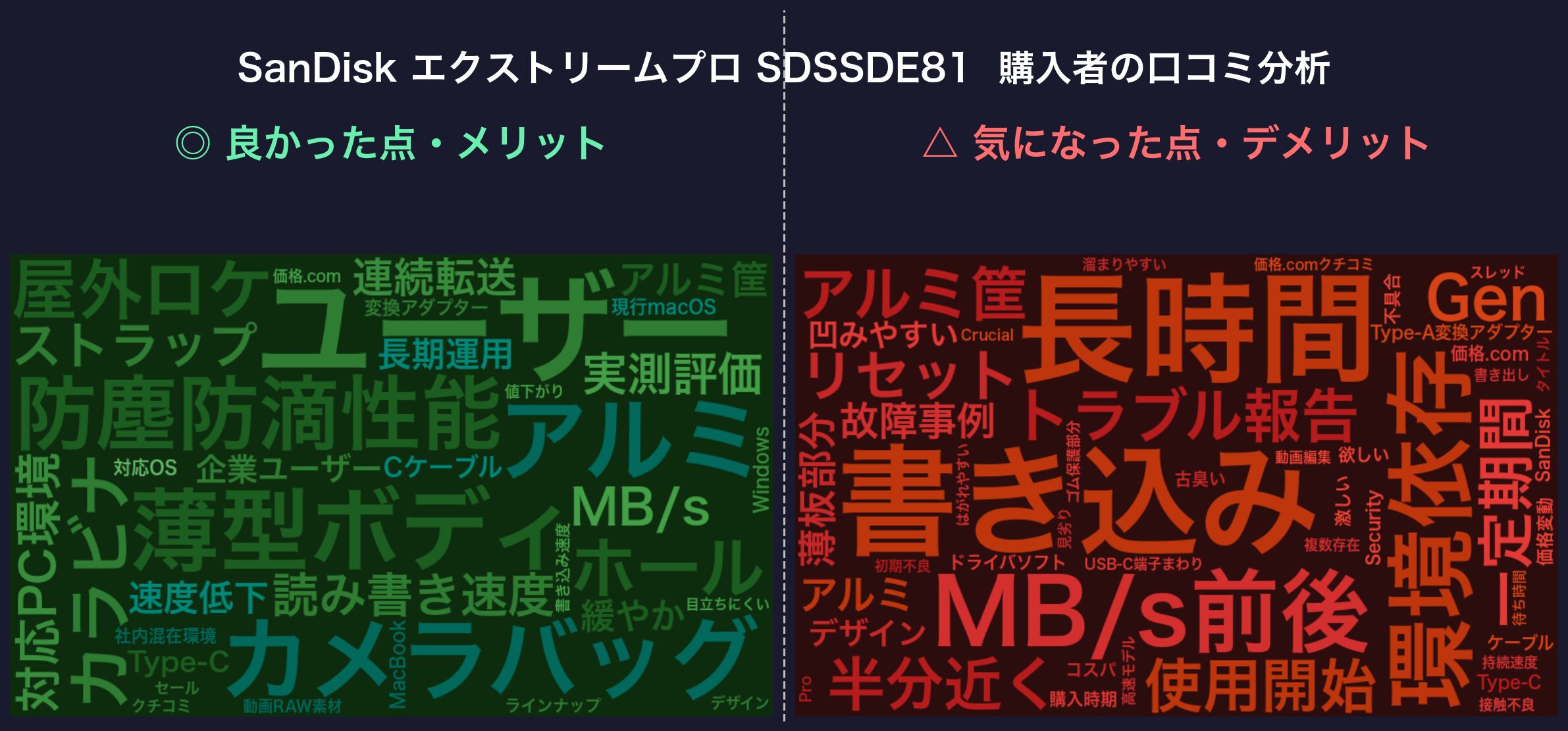 口コミワードクラウド:SanDisk SDSSDE81