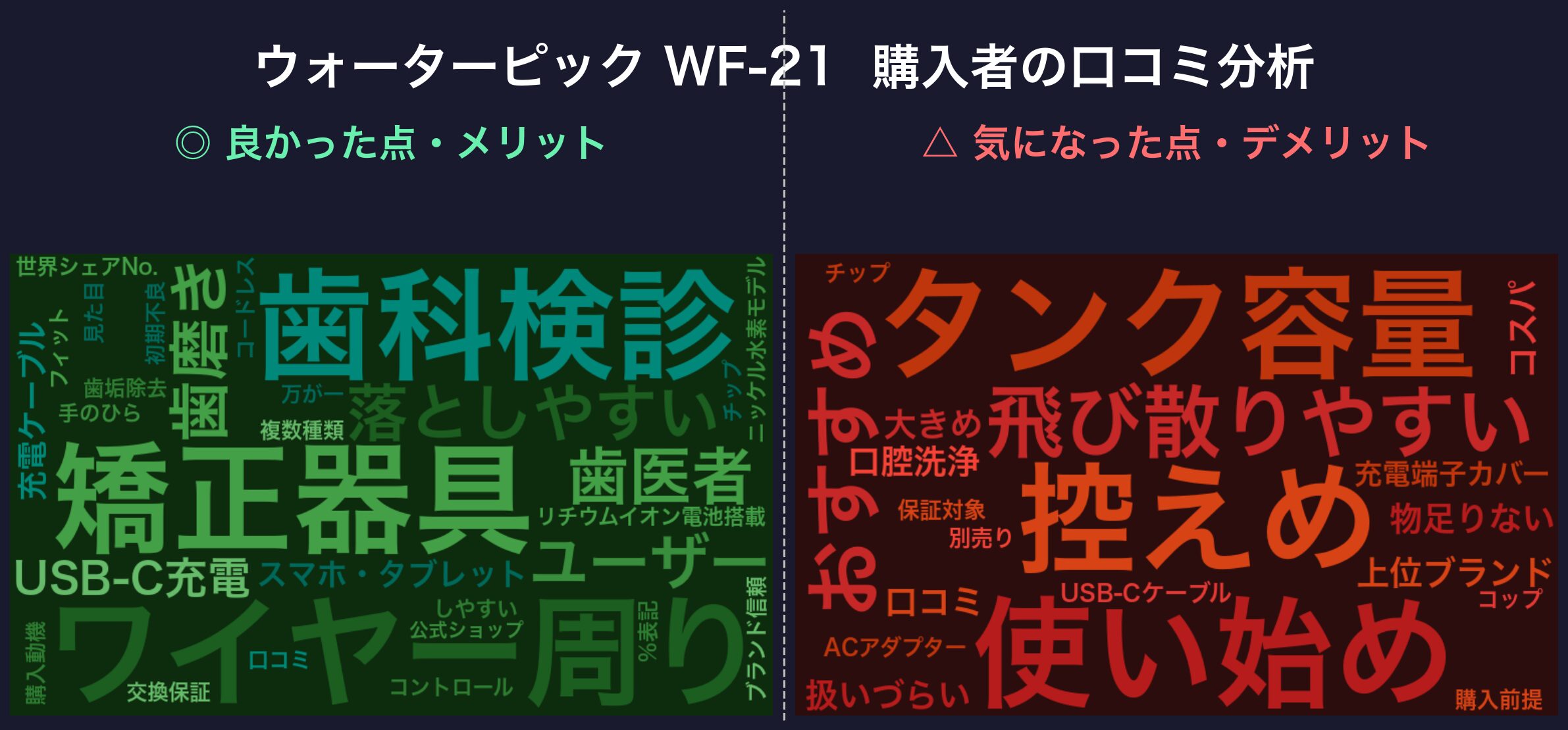 口コミワードクラウド:ウォーターピック WF-21