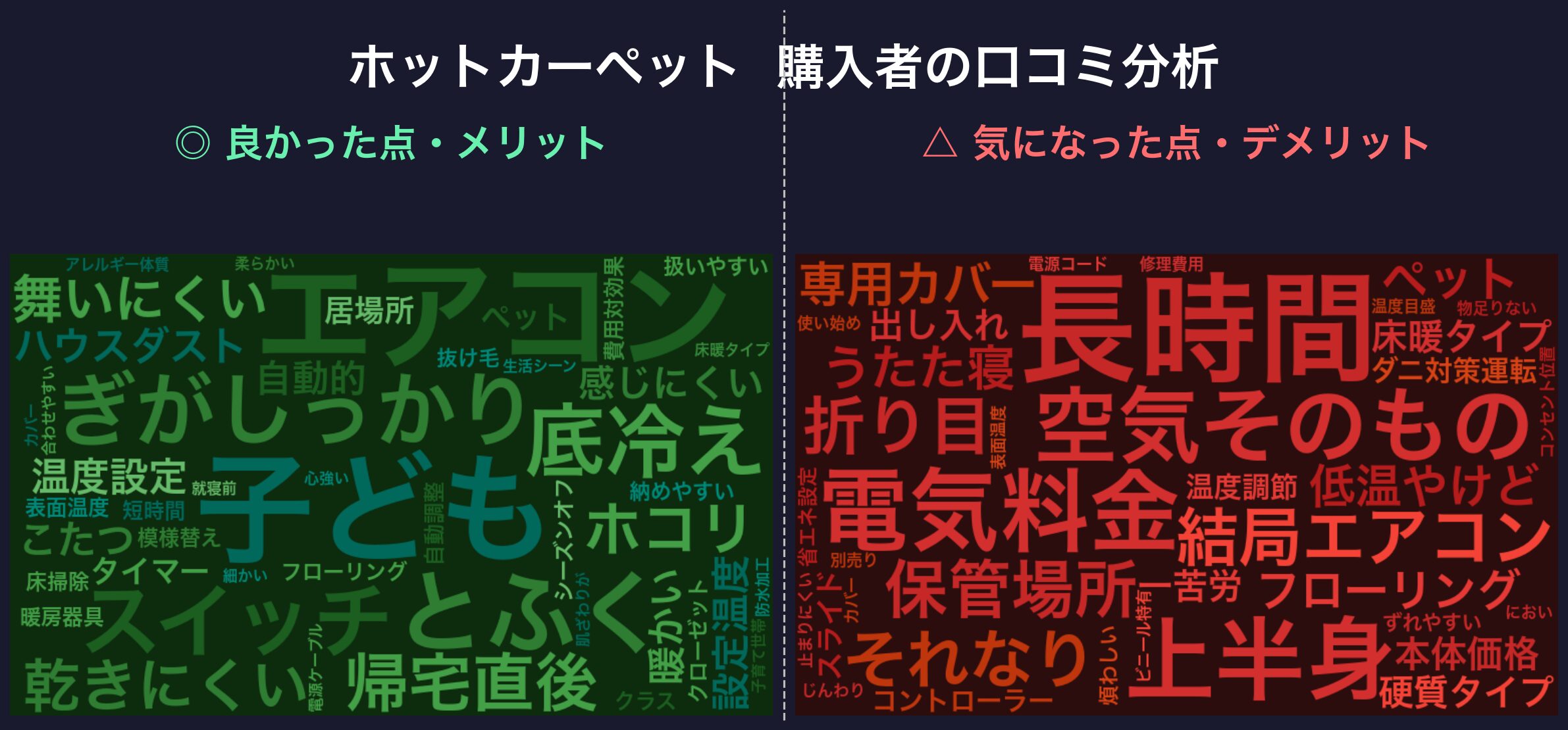 口コミワードクラウド：ホットカーペット